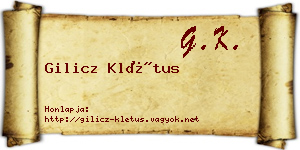 Gilicz Klétus névjegykártya